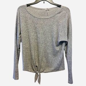 Caution To The Wind Gray Women's Tie-Front Top